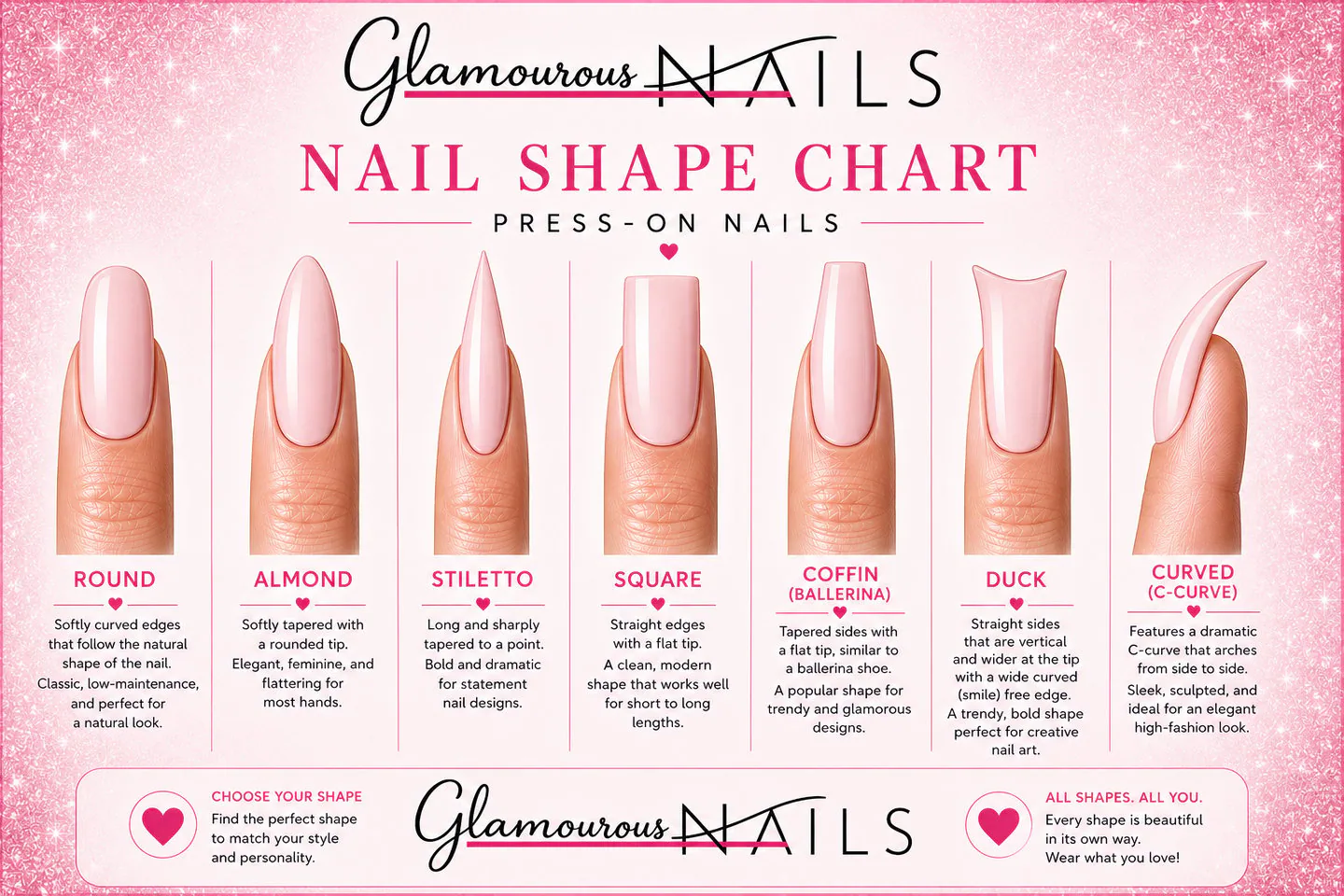 Glamourous Nails nail shape chart